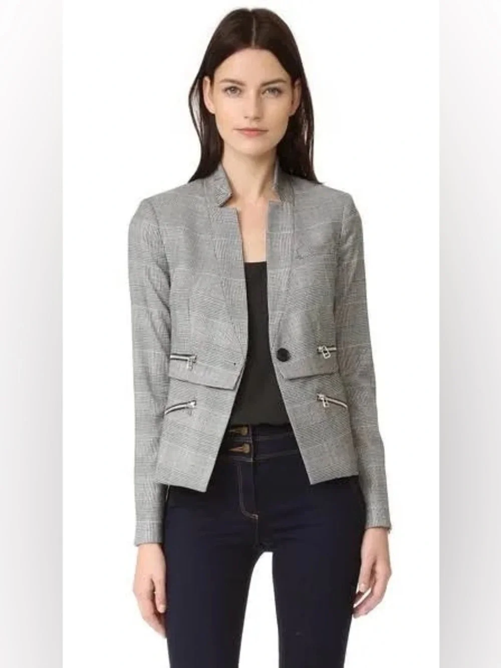 Veronica Beard Dickey Paloma Zip Plaid Blazer Jacket 0 Luxury Chic Business Boss - Picture 5 of 13